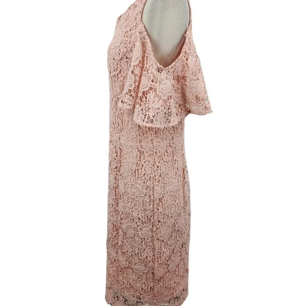 Nanette Lepore Women's Flutter Cold Shoulder‎ Lace Sheath Casual Dress Size 8
